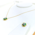 Unique Upscale Diamond + 18k Gold Necklace Set 