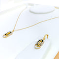 Dressy Open Oval Diamond + 18k Gold Necklace Set 