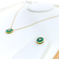 Round Radiant Star Diamond + 18k Gold Necklace Set 