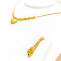 Timeless Beautiful Faceted Heart 22K Gold Necklace Set 