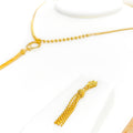 Classic Radiant Dual Halo 22K Gold Necklace Set 