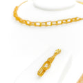 Elegant Contemporary Looped Chain 22K Gold Necklace Set 