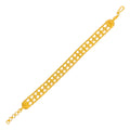 Checkered Leaf 22k Gold Flat Chain Bracelet