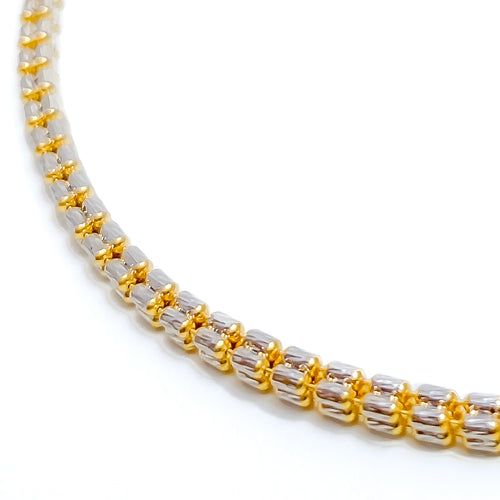 Square Bead 22K Two-Tone Gold Chain - 20"
