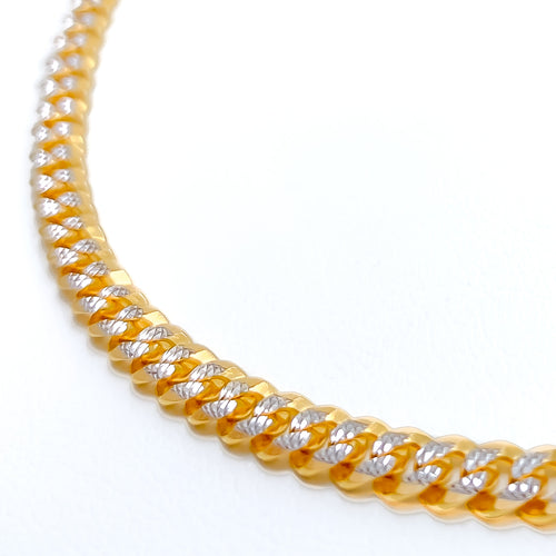 Frosted Cuban Link 22K Two-Tone Gold Chain - 18"