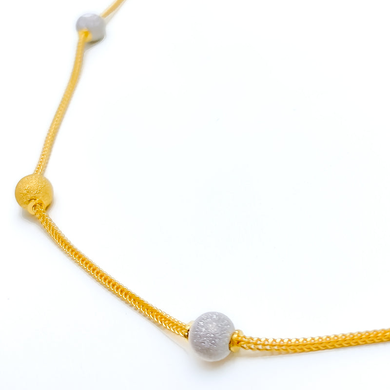 Sand Finish Orb 22K Two-Tone Gold Chain - 16" 