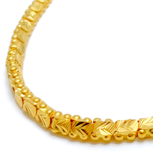 Hollow Reflective Striped 22k Gold Chain - 26" 