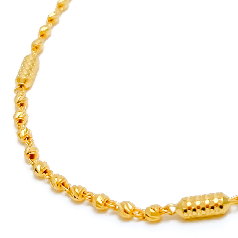 Mesmerizing Ornamental 22k Gold Alternating Bead Chain - 26"