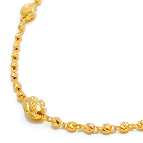 Striped Glistening Bead 22k Gold Chain - 24"