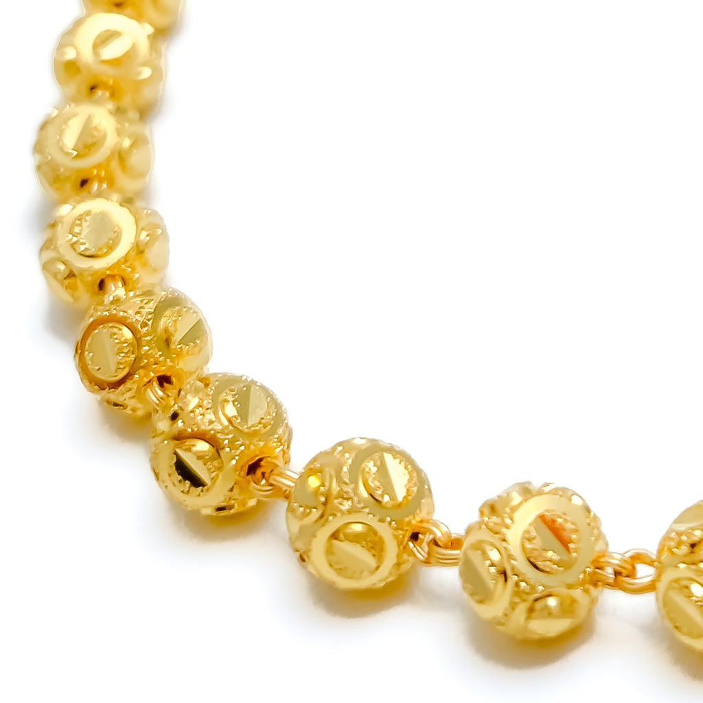 Radiant Textured 22k Gold Beaded Chain - 25