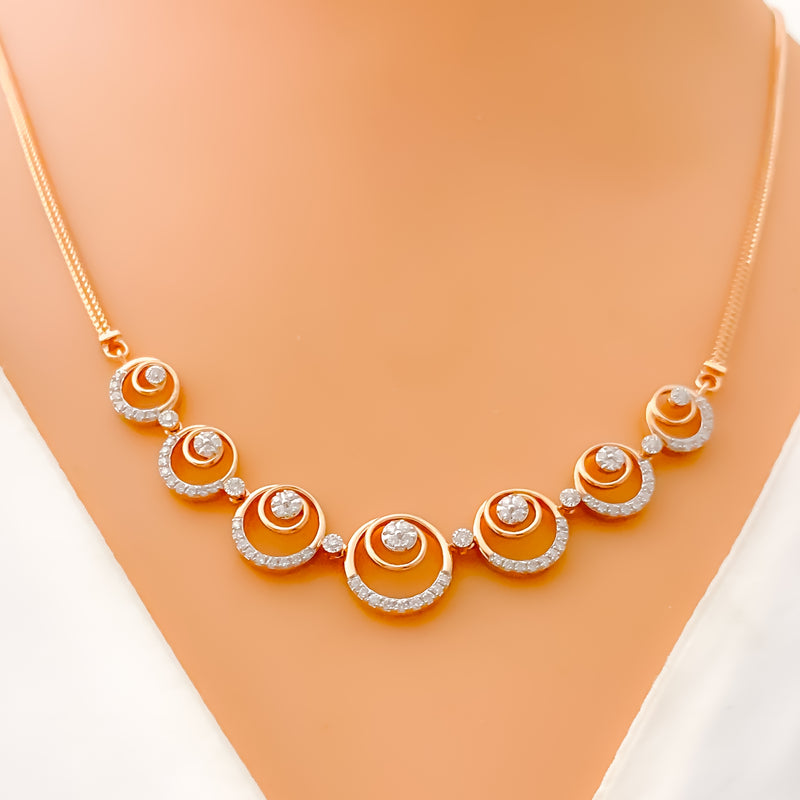 Graceful Graduating Diamond + 18k Gold Necklace Set 