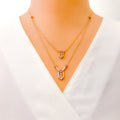 Gorgeous Layered Diamond + 18k Gold Necklace Set 