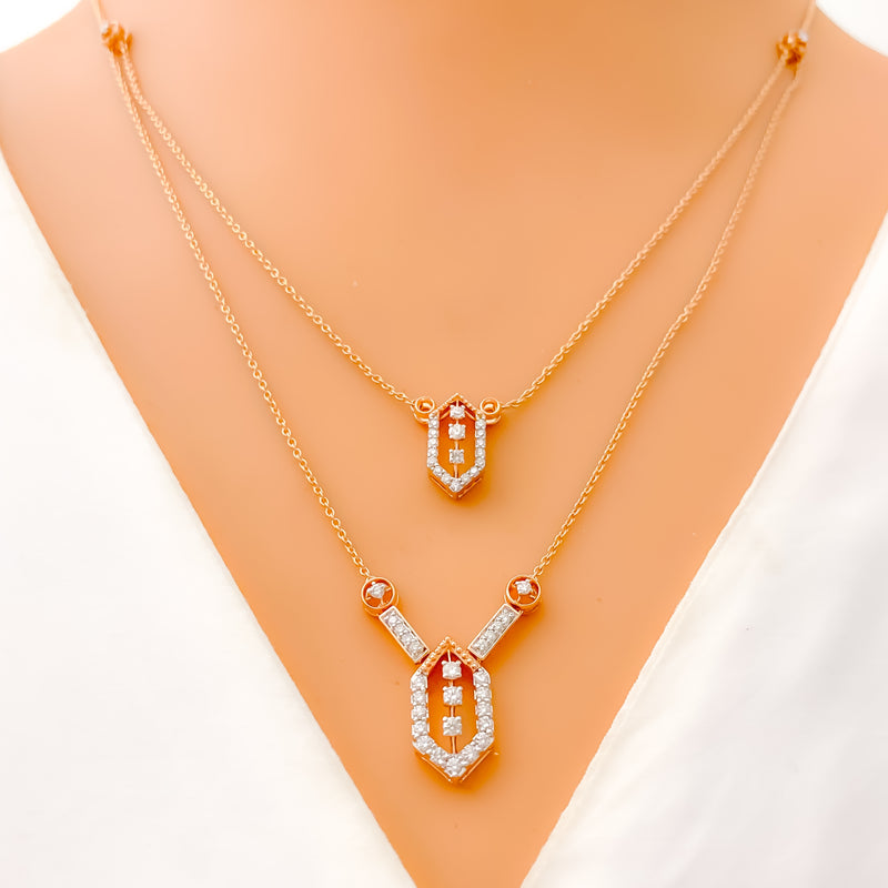 Gorgeous Layered Diamond + 18k Gold Necklace Set 