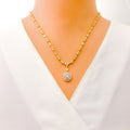 Opulent Dangling Oval Diamond + 18k Gold Necklace Set 