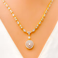 Opulent Dangling Oval Diamond + 18k Gold Necklace Set 