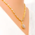 Opulent Dangling Oval Diamond + 18k Gold Necklace Set 