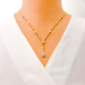 Radiant Drop Diamond + 18k Gold Necklace Set 