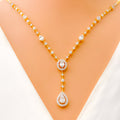 Radiant Drop Diamond + 18k Gold Necklace Set 