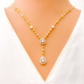 Radiant Drop Diamond + 18k Gold Necklace Set 