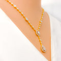 Radiant Drop Diamond + 18k Gold Necklace Set 