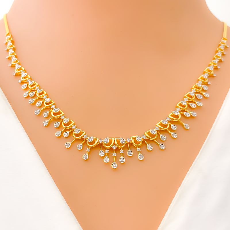 Regal Charming Diamond + 18k Gold Necklace Set 