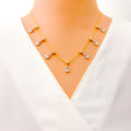 Impeccable Embellished Diamond + 18k Gold Necklace Set 