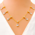 Impeccable Embellished Diamond + 18k Gold Necklace Set 