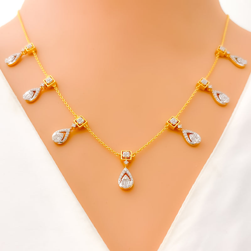 Impeccable Embellished Diamond + 18k Gold Necklace Set 