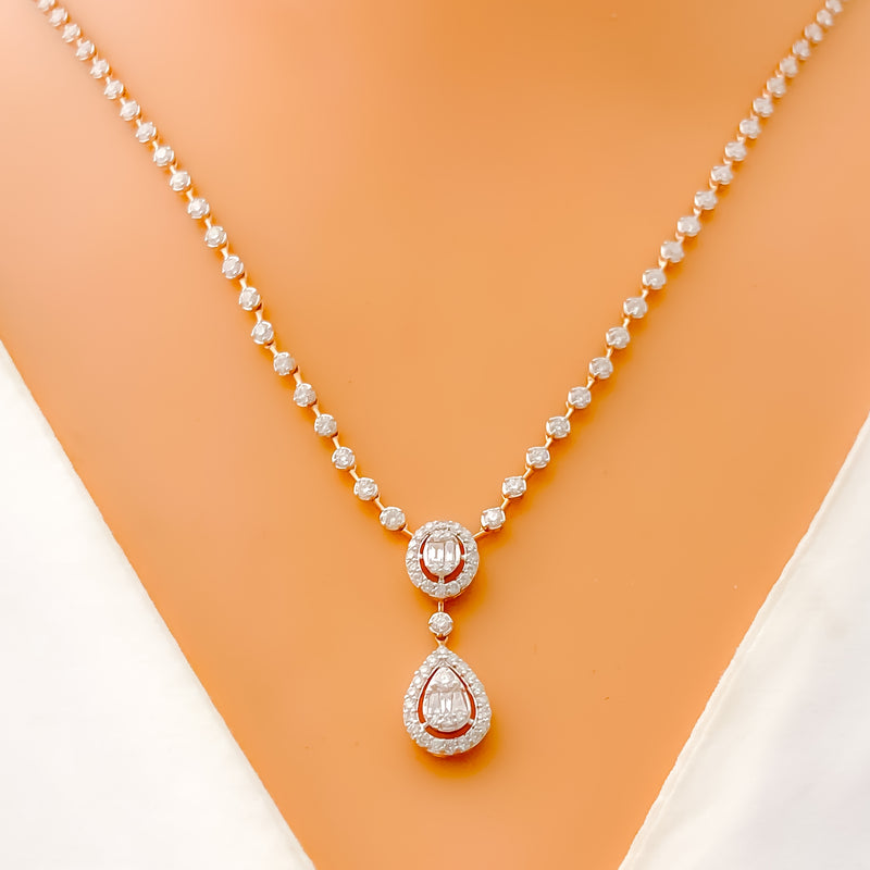 Effortless Classy Diamond + 18k Gold Necklace Set 