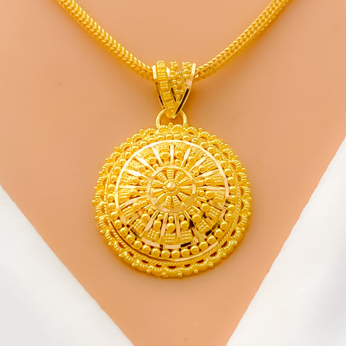 Attractive Mandala Inspired 22k Gold Pendant Set 