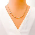 Asymmetrical Tear Drop Diamond + 18k Gold Necklace Set 