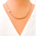 Asymmetrical Tear Drop Diamond + 18k Gold Necklace Set 