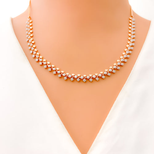 Eclectic Glimmering Diamond + 18k Gold Necklace Set 