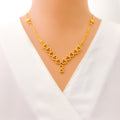 Decorative Ornate Floral 22k Gold CZ Necklace Set 