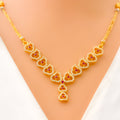 Decorative Ornate Floral 22k Gold CZ Necklace Set 