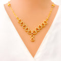 Decorative Ornate Floral 22k Gold CZ Necklace Set 