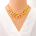 Magnificent Netted 22k Gold CZ Necklace Set 