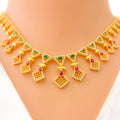 Magnificent Netted 22k Gold CZ Necklace Set 