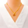 Reflective Captivating 22k Gold CZ Necklace Set 