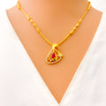 Reflective Captivating 22k Gold CZ Necklace Set 
