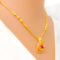Reflective Captivating 22k Gold CZ Necklace Set 