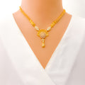 Embellished Twinkling Flower 22k Gold CZ Necklace Set 
