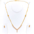 Decorative Ornate Floral 22k Gold CZ Necklace Set 