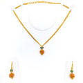 Charming Chandelier 22k Gold CZ Necklace Set 
