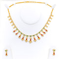 Magnificent Netted 22k Gold CZ Necklace Set 
