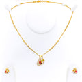 Reflective Captivating 22k Gold CZ Necklace Set 