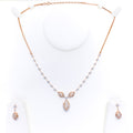 Captivating Leaf Adorned Diamond + 18k Gold Necklace Set 