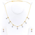 Impeccable Embellished Diamond + 18k Gold Necklace Set 