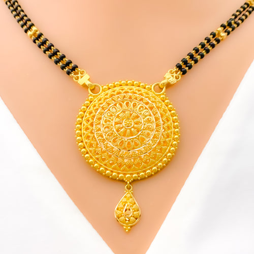 Floral Beaded Dome 22k Gold Mangal Sutra  -  24" 