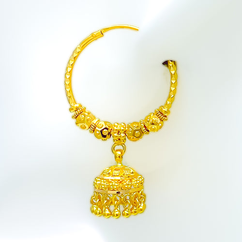 Reflective Beaded 22K Gold Chandelier Bali Earrings 